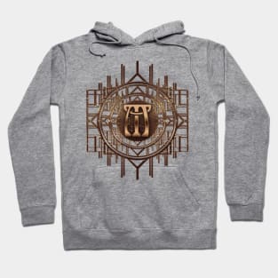 m letter in alphabetical typographic monogram artdeco artwork in anatique gold colors Hoodie